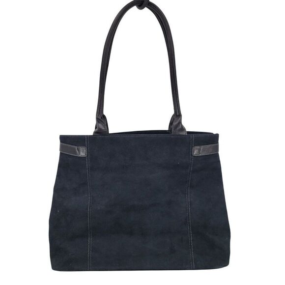 Kenneth Cole Black Suede Top Handle Tote & Mini Bag Wallet Contrast Stitching - Picture 5 of 16